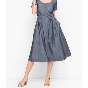Talbots Denim Button Front Flare Dress